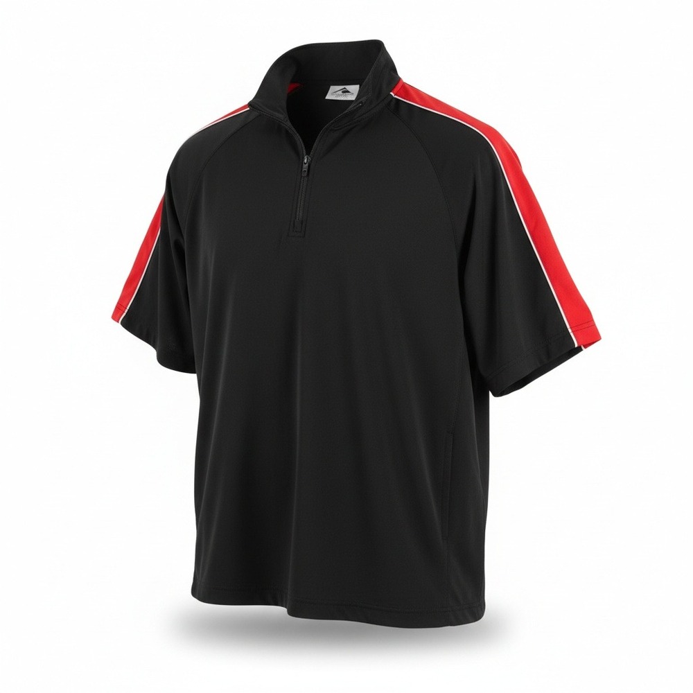 Augusta Sportswear Mens Quarter‎ Zip Short Sleeve Pullover Black Red Stripe L